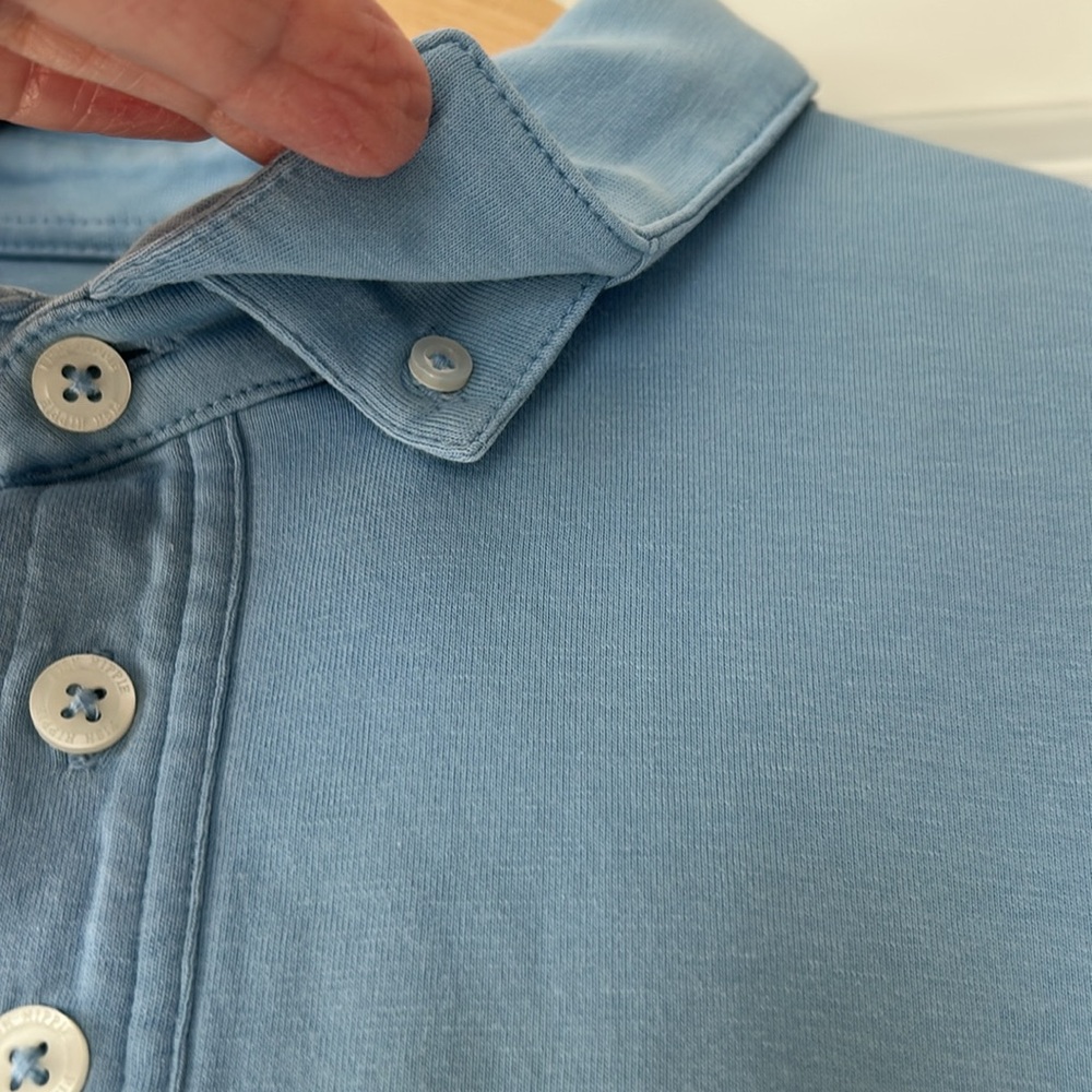 Fish Hippie Pima Cotton Polo Shirt w Logo & Permanent Collar Stays Youth XL Blue - Picture 6 of 11